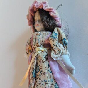 Vintage 1984 Ornament Kurt Adler 6" Porcelain Doll Floral Christmas Tree Holiday